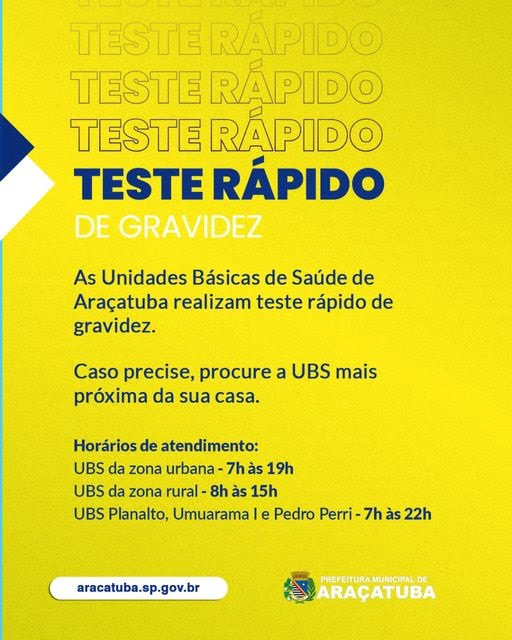 Araçatuba promoverá teste rápido de gravidez