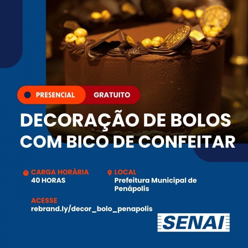 Curso gratuito de decoração de bolos