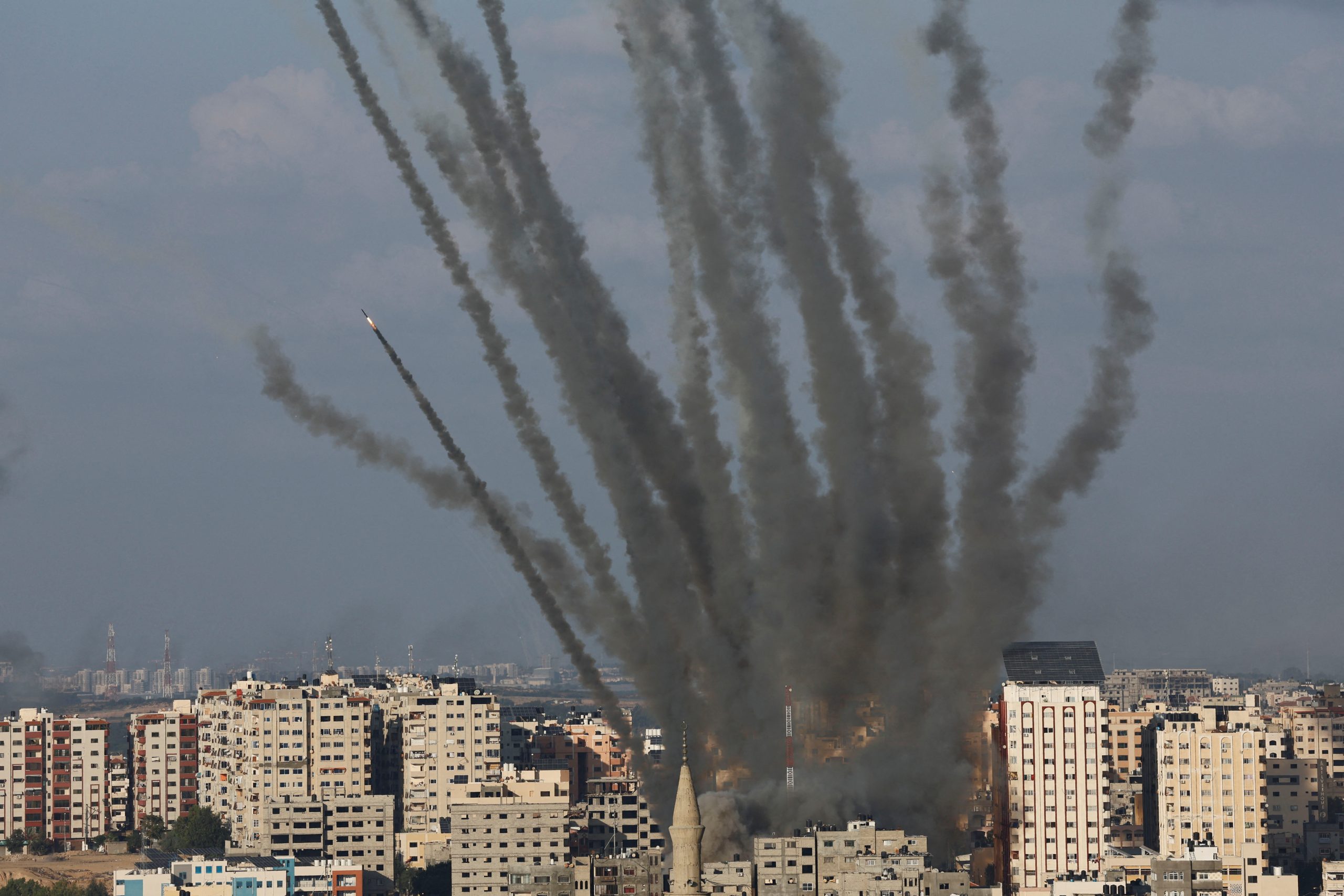 Rockets are fired from Gaza towards Israel