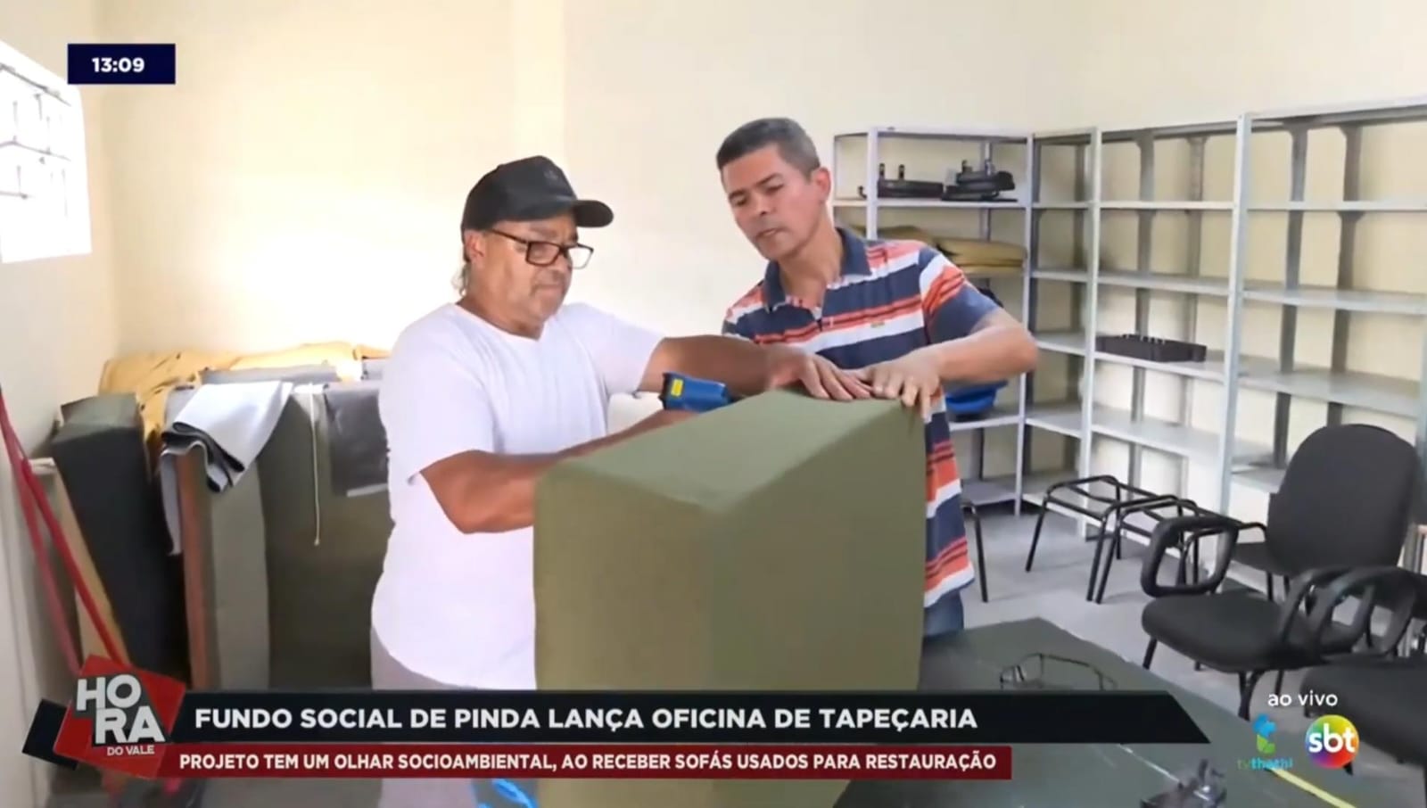 Curso de tapeçaria recupera sofás para doação em Pinda