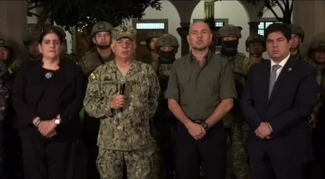 Militares do Equador fazem pronunciamento sobre a onda de violêcia / Foto: Reprodução