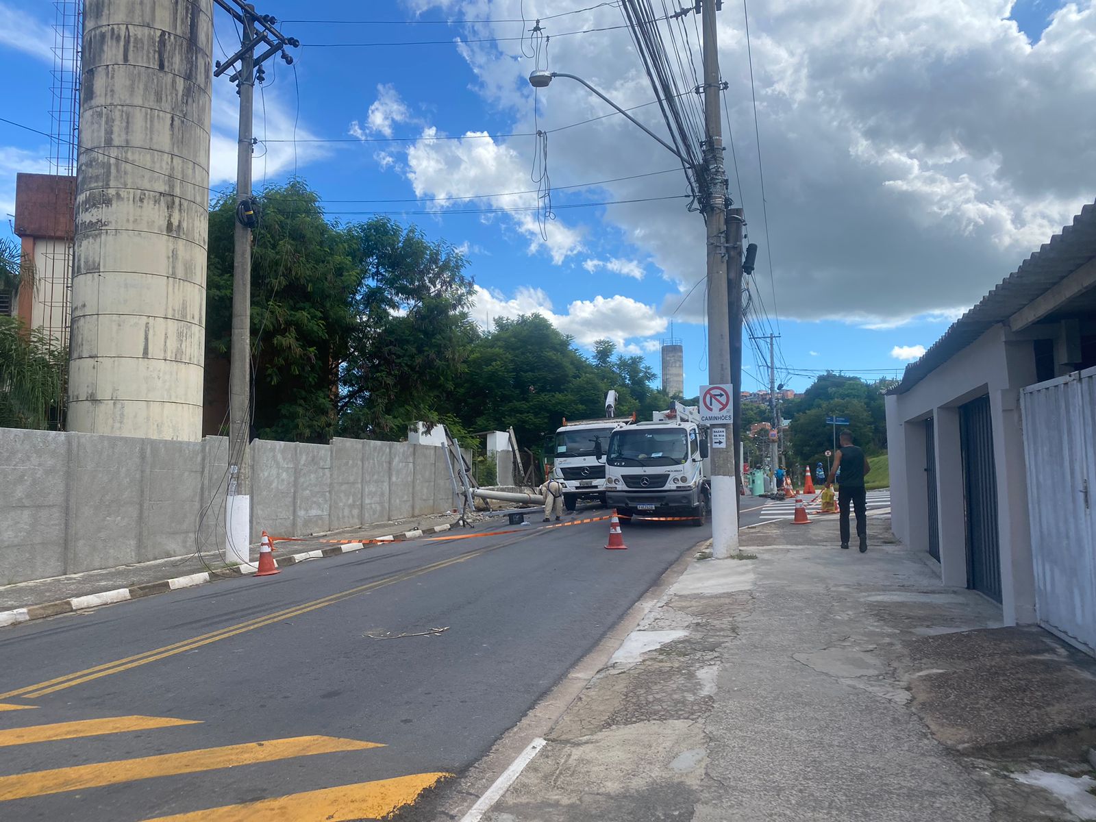 Quatro moradores são atacados por abelhas após carreta derrubar poste em Vinhedo Quatro moradores são atacados por abelhas após carreta derrubar poste em Vinhedo