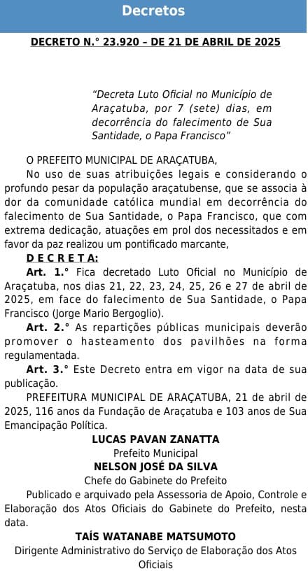 Foto: Divulgação | Prefeitura de Araçatuba