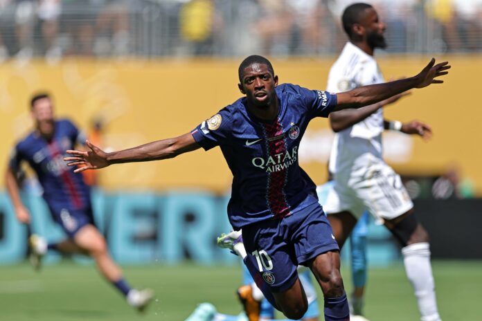 Copa do Mundo de Clubes FIFA 2025 - PSG vs Real Madrid Ousmane Dembélé do PSG, comemora o seu gol durante a partida entre PSG e Real Madrid, pela semifinal da Copa do Mundo de Clubes | Heuler Andrey/DiaEsportivo/Folhapress