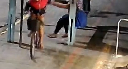 VÍDEO: Mulher tem celular furtado por homem de bicicleta enquanto esperava ônibus em Ubatuba
