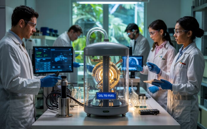 Cientistas-brasileiros-criam-tecnologia-para-transformar-CO₂-em-combustivel-renovavel-que-pode-abastecer-navios-carros-e-caminhoes No Brasil, dois projetos têm como objetivo usar o gás carbônico como combustível renovável e país pode liderar o processo de transição energética mundial.