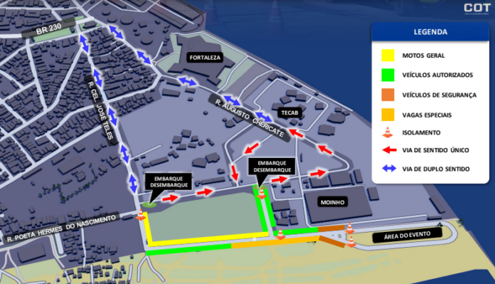 Captura de tela 2025-12-10 175854 O objetivo é orientar moradores e visitantes sobre acessos, bloqueios, estacionamento e recomendações de segurança na região do Dique, onde acontecem os shows