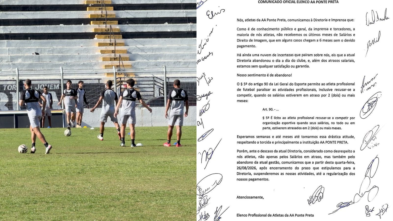 Ponte Preta: jogadores param atividades e cobram salários atrasados